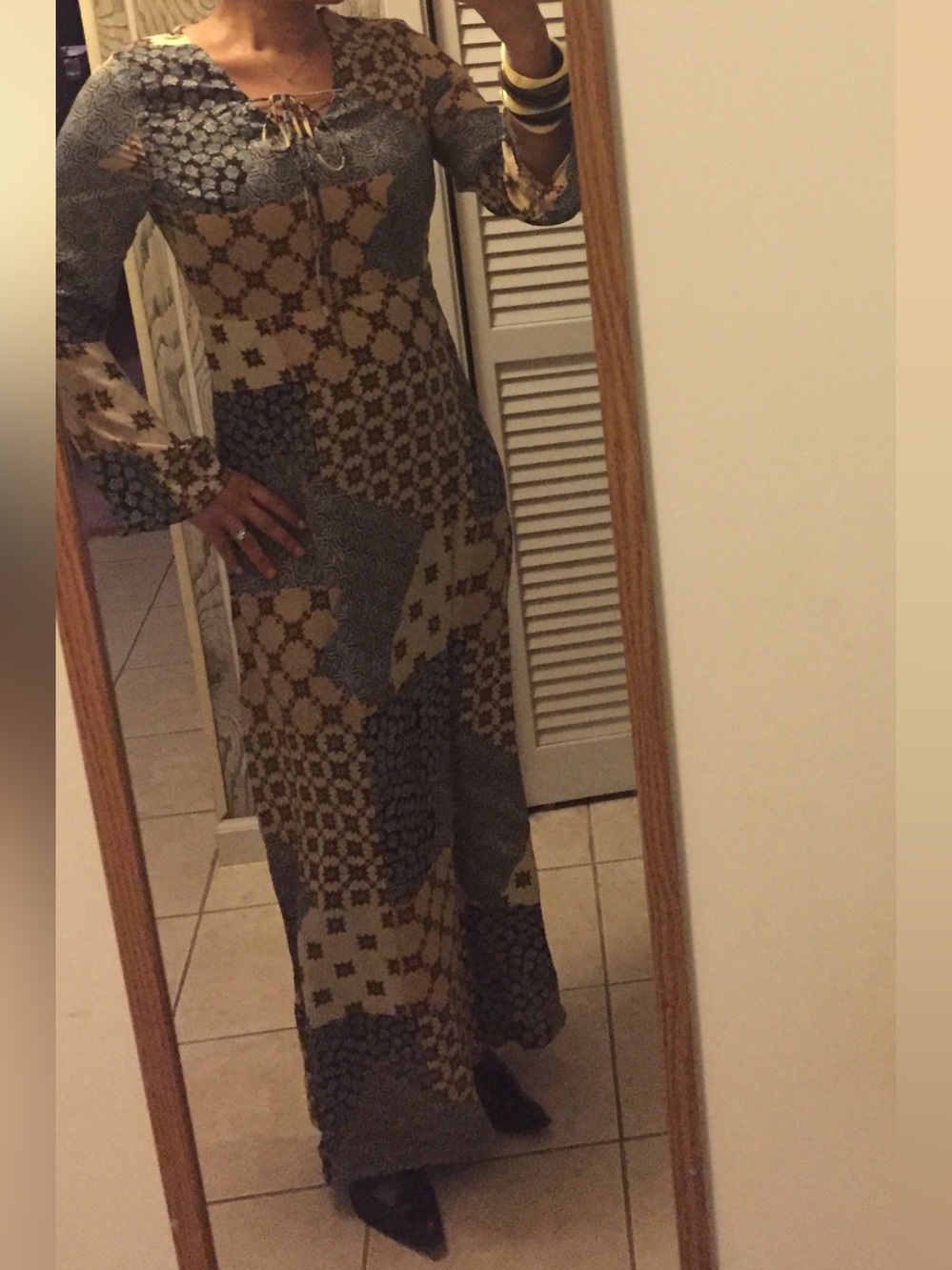 Glamorous Patchwork‎ Geometric Floral  Maxi Dress Womens Size Large